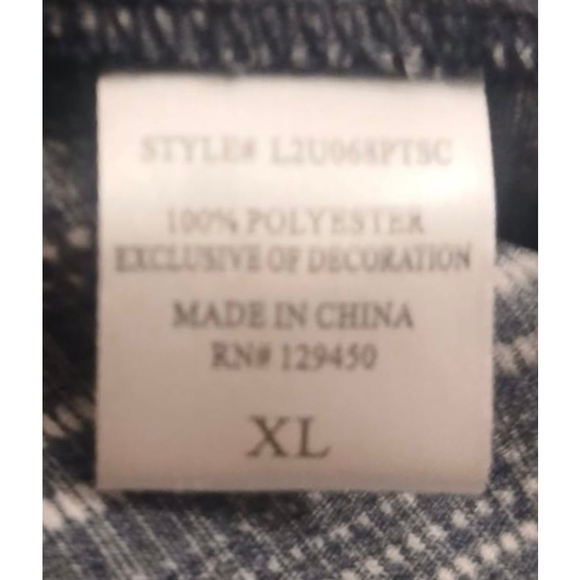 Como Vintage Blue Striped Boho Tie Neck Blouse XL JC373 - Picture 4 of 8